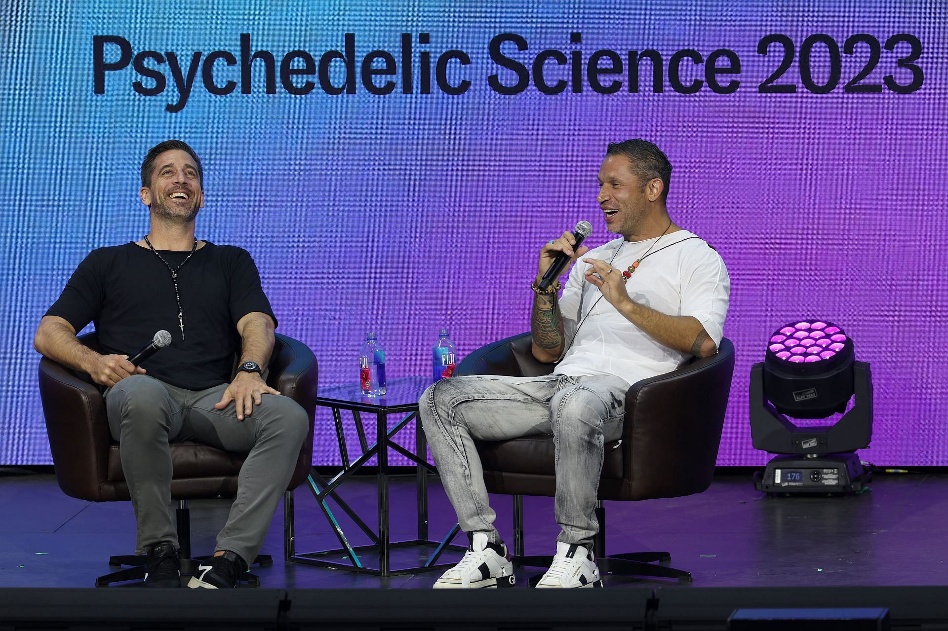 Aaron Rodgers Speaks At Psychedelic Science 2023 with Aubrey Marcus - Source: Getty